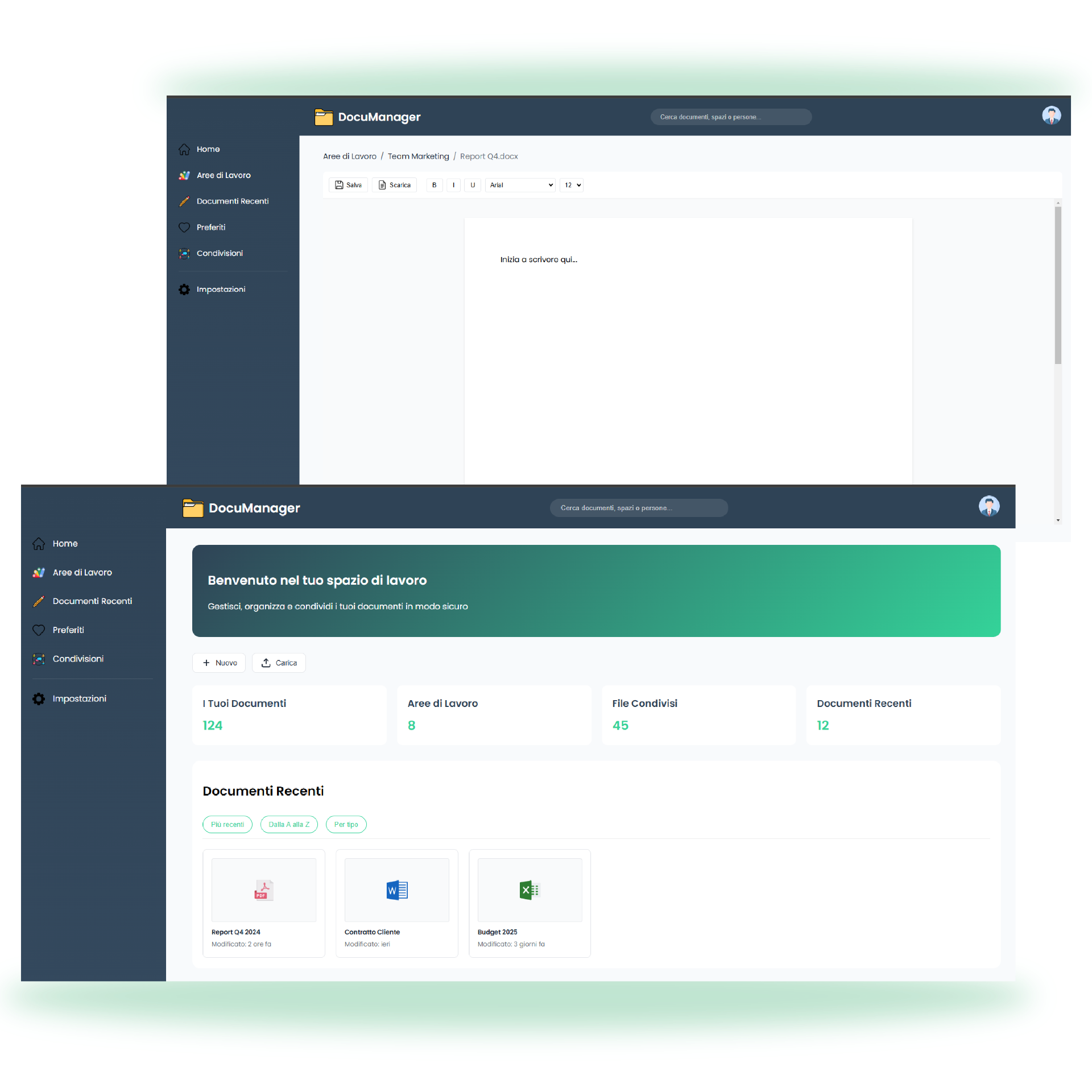 screenshot dashboard piattaforma gestione clienti