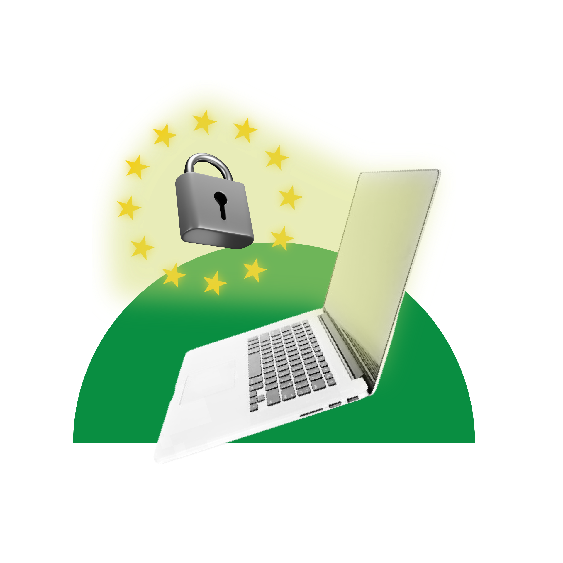 computer che riflette l'iimagine del simbolo del gdpr